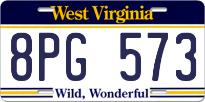 WV license plate 8PG573