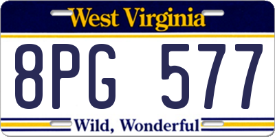 WV license plate 8PG577
