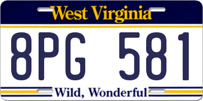 WV license plate 8PG581