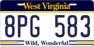 WV license plate 8PG583