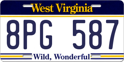 WV license plate 8PG587