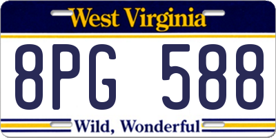 WV license plate 8PG588