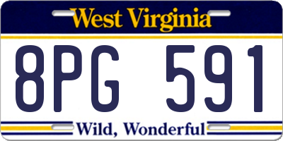 WV license plate 8PG591