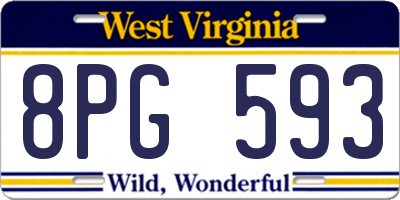 WV license plate 8PG593