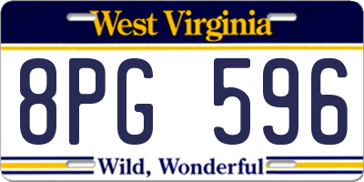 WV license plate 8PG596