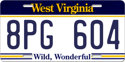 WV license plate 8PG604