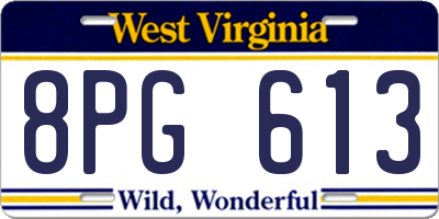 WV license plate 8PG613