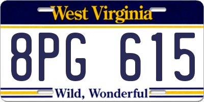 WV license plate 8PG615