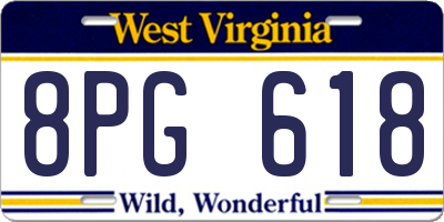 WV license plate 8PG618