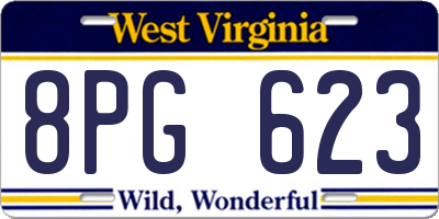 WV license plate 8PG623