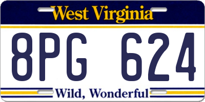 WV license plate 8PG624