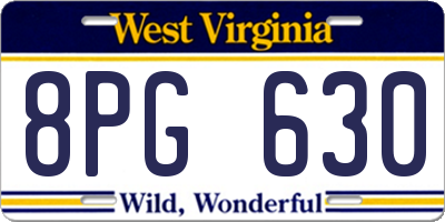 WV license plate 8PG630