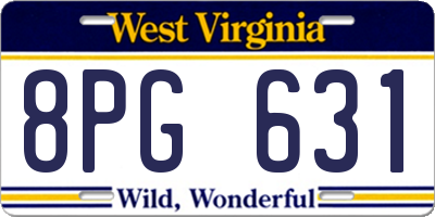 WV license plate 8PG631
