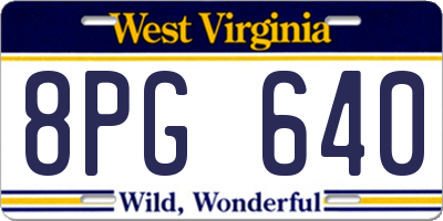 WV license plate 8PG640