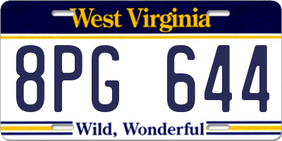 WV license plate 8PG644