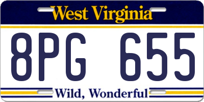 WV license plate 8PG655