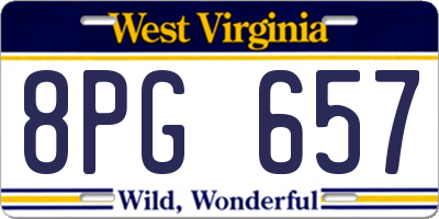 WV license plate 8PG657