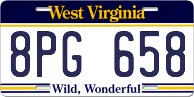 WV license plate 8PG658
