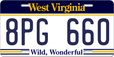 WV license plate 8PG660