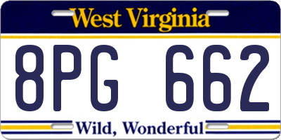 WV license plate 8PG662