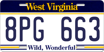 WV license plate 8PG663