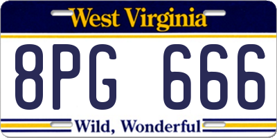 WV license plate 8PG666