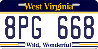 WV license plate 8PG668