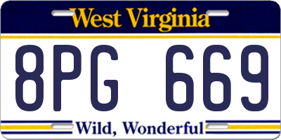 WV license plate 8PG669