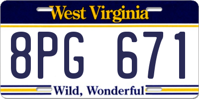 WV license plate 8PG671