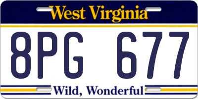 WV license plate 8PG677