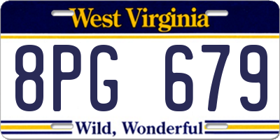 WV license plate 8PG679