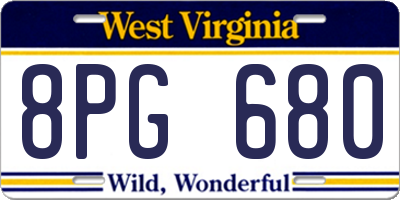 WV license plate 8PG680