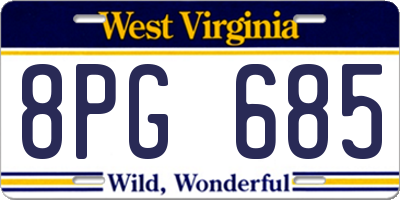 WV license plate 8PG685