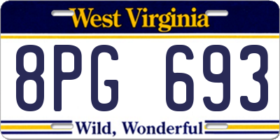 WV license plate 8PG693