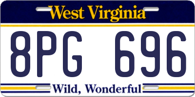 WV license plate 8PG696