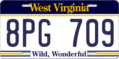WV license plate 8PG709