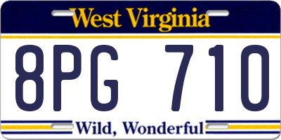 WV license plate 8PG710