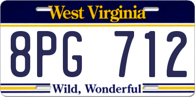 WV license plate 8PG712