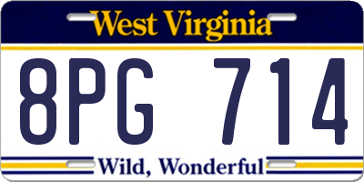 WV license plate 8PG714