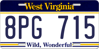 WV license plate 8PG715