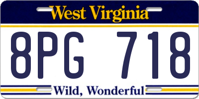 WV license plate 8PG718