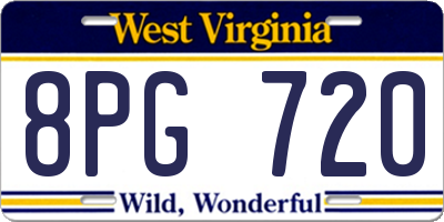 WV license plate 8PG720