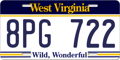 WV license plate 8PG722