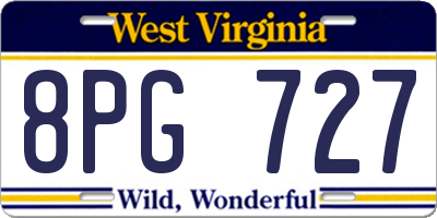 WV license plate 8PG727
