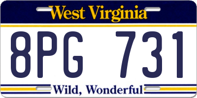 WV license plate 8PG731