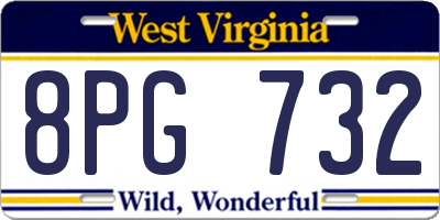 WV license plate 8PG732