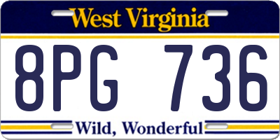 WV license plate 8PG736