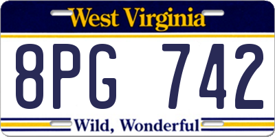 WV license plate 8PG742