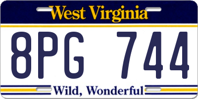 WV license plate 8PG744