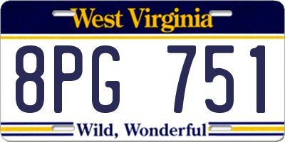WV license plate 8PG751